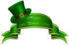 St Patricks Day Banner and Hat Transparent PNG Clip Art Image