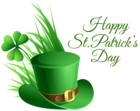 St Patricks Day Hat and Shamrock Transparent PNG Clip Art Image