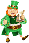 St Patricks Day Leprechaun with Beer Transparent PNG Clip Art Image