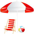 Beach Umbrella Chair and Ball PNG Clip Art Image