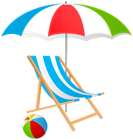 Beach Umbrella Chair and Ball PNG Clipart