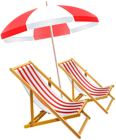 Beach Umbrella and Chairs PNG Clip Art Image