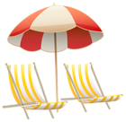 Beach Umbrella and Chairs PNG Clipart Image