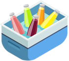 Blue Cooler with Drinks PNG Clip Art Image