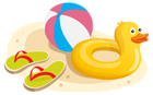 Duck Swim Ring Ball and Flipflops PNG Clipart Image