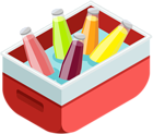 Red Cooler with Drinks PNG Clip Art Image