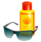 Sunscreen Lotion and Sunglass PNG Vector Clipart