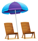 Transparent Beach Umbrella and Chairs PNG Clipart