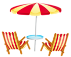Transparent Beach Umbrella with Chairs PNG Clipart