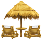 Transparent Tiki Beach Umbrella and Chairs PNG Clipart