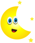 Cartoon Moon with Stars PNG Clip Art Image