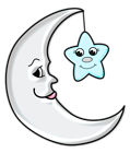 Cute Moon with Star Transparent PNG Picture