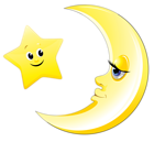 Transparent Cute Moon and Star Clipart Picture