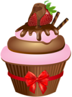 Chocolate Muffin with Strawberry PNG Clip Art Image