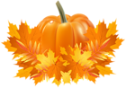 Fall Leaves and Pumpkin Decoration PNG Clip Art