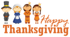 Transparent Happy Thanksgiving with Pilgrim and Native Americans