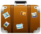 Brown Suitcase with Pictures PNG Clipart Picture