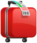 Checked Red Suitcase PNG Clipart Image