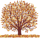 Autumn Tree with Falling Leaves Transparent Picture