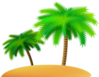 Palms and Sand Island PNG Clip Art Image