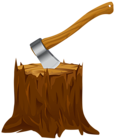 Tree Stump with Axe Clipart PNG Image