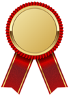 Gold Medal with Red Ribbon PNG Clipart Image