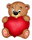Brown Teddy with Red Heart PNG Clipart