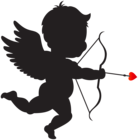 Cupid with Bow Silhouette PNG Clip Art Image