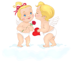 Cute Cupids on Cloud PNG Clipart Picture