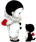 Cute Mime and Cute Kitten with Hearts PNG Picture