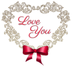 Heart with Red Bow Love You PNG Clipart Picture
