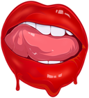 Lips with Tongue Out PNG Transparent Clipart
