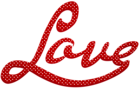 Love Red Text with Hearts PNG Clipart