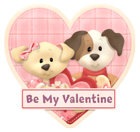 Pink Heart with Puppies Be my Valentine PNG Picture