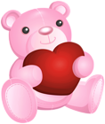 Pink Teddy with Heart Transparent Image
