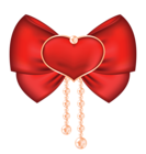 Red Bow with Heart PNG Clipart Picture