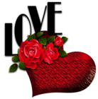 Red Heart with Roses and Love PNG Picture