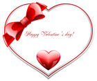 Red and White Happy Valentine's Day Heart PNG Clip Art Image