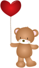 Teddy Bear with Heart Balloon PNG Clipart