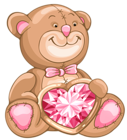 Transparent Teddy Bear with Diamond Heart PNG Clipart