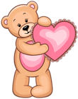 Transparent Teddy Bear with Pink Heart PNG Clipart