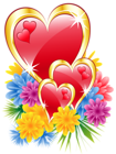 Valentine Hearts with Flowers PNG Clipart Picture