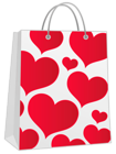 Valentine Red Gift Bag with Hearts PNG Clipart