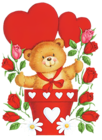 Valentine Teddy with Heart and Roses in Pot PNG Picture