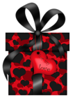 Valentines Day Black and Red Gift with Hearts PNG Clipart Picture
