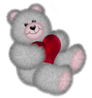 Valentines Day Teddy with Heart Grey PNG Clipart Picture