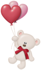 White Teddy with Heart Balloons PNG Clipart