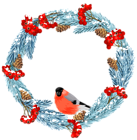 Blue Winter Wreath with Bird PNG Clip Art Image