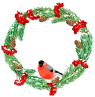 Green Winter Wreath with Bird PNG Clip Art Image