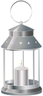 Silver Lantern with Candle PNG Transparent Clip Art Image